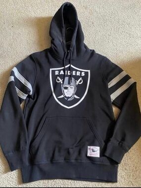 Mitchell & Ness Black and Gray Raiders Hooded Crewneck